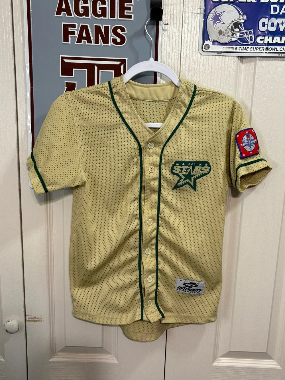 Dallas Stars kids Baseball Jersey - Gold with Green Trim